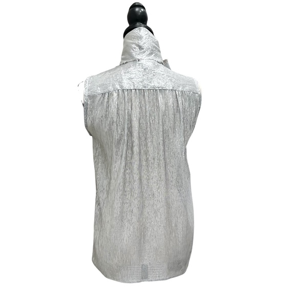MARC JACOBS FOR BERGDORF GOODMAN SILVER SILK LAMÉ TOP - Picture 4 of 16